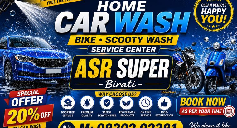 Doorstep Car, Bike & Scooty Wash Service Birati | ASR SUPER