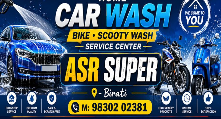 Doorstep Car, Bike & Scooty Wash Service Birati | ASR SUPER