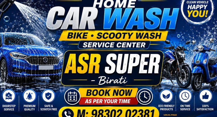 Doorstep Car, Bike & Scooty Wash Service Birati | ASR SUPER