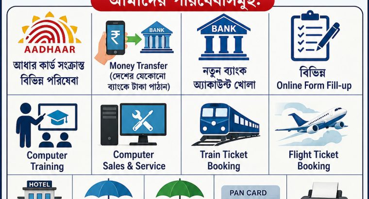 CSC Seva Kendra in Halisahar Aadhaar, PAN Card, Train Booking – SHILADITYA COMMUNICATION